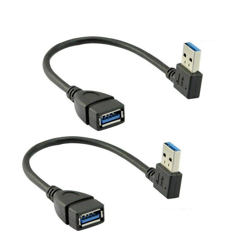 Oxsubor SuperSpeed USB 3.0 Male to Female Extension Data Cable Right Angle 2PCS (20CM,8IN)ï¼ˆNotice:pls Check The Right Angle in Picture - Image 1
